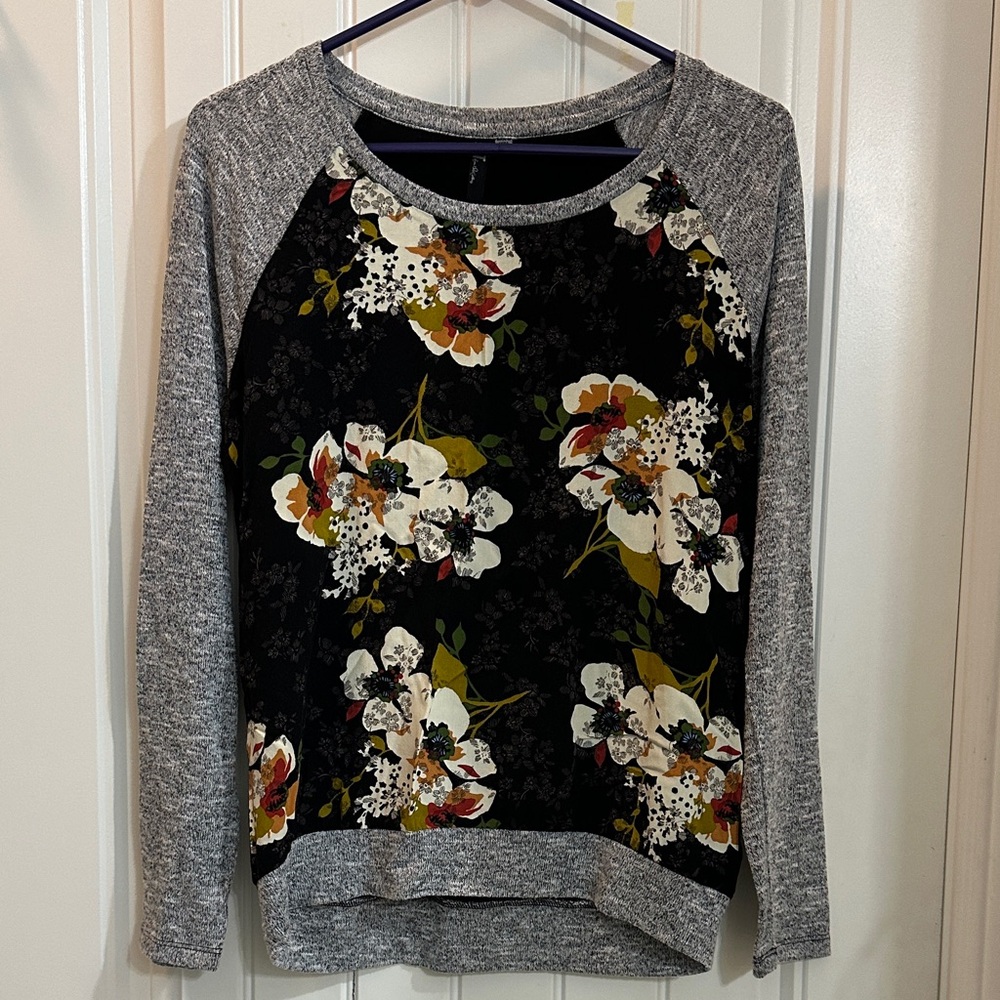 Kut from the Kloth Floral Print Blouse - Black and Gray